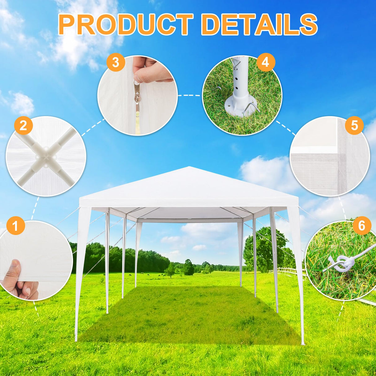 Outvita Outdoor Party Tent, Patio Canopy Tent Gazebo with Removable Sidewalls Instant Event Tent for Cater Events Wedding Birthday Pavilion Beach BBQ (10'x30') Outvita