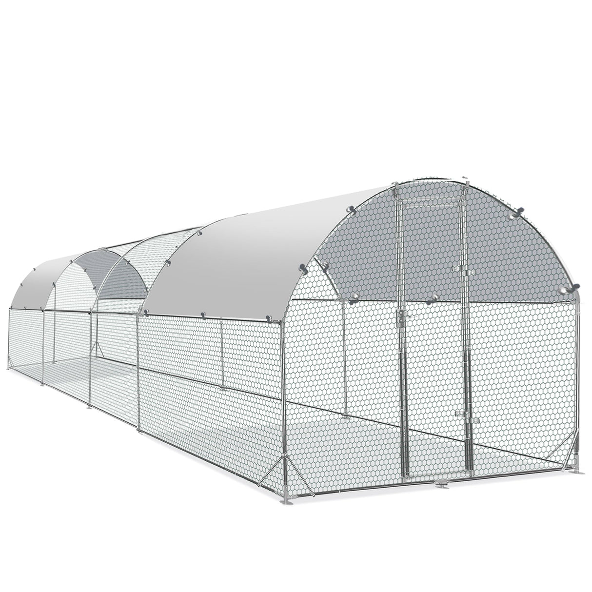 Large Metal Chicken Coop Upgrade Tri-Supporting Wire Mesh Chicken Run,Chicken Pen with Water-Resident and Anti-UV Cover,Duck Rabbit House Outdoor(9'W x 25'L x 6.5'H) Betterhood