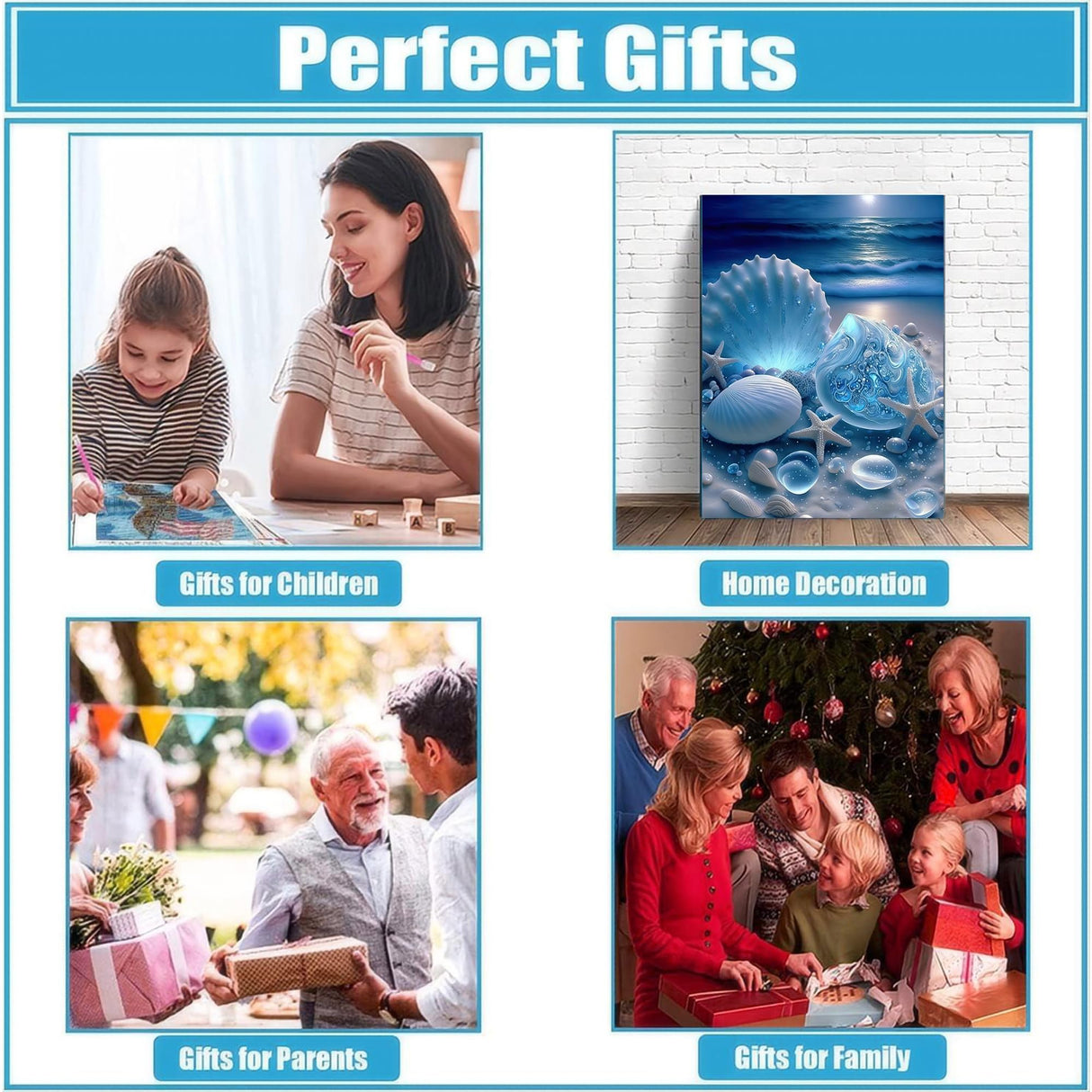 bleihum Seashell Diamond Painting Kits for Adults-Beach Diamond Art for Adult,Seashell Gem Painting Crafts Home Wall Decor,DIY 5D Gem Art Seashell Perfect for Relaxation(12x16 Inch) bleihum