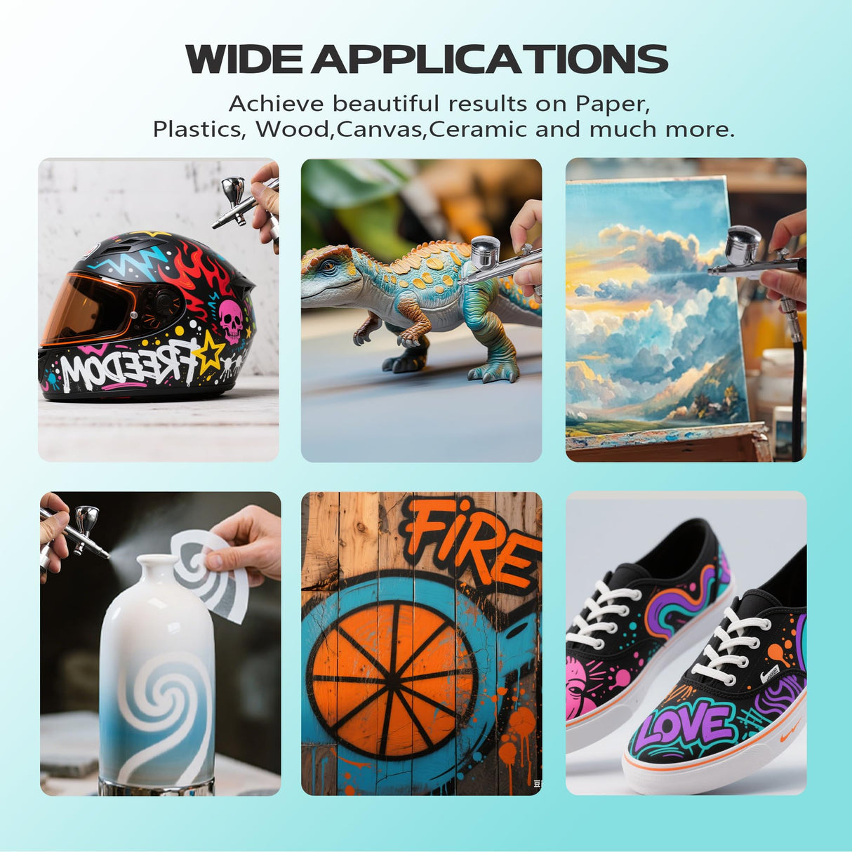 Airbrush Paint 6 Colors, Ready to Spray Airbrush Paint Set, Water-Based Acrylic Air Brush Paints for Metal, Plastic Models, Canvas, Wood, 0.67 Fl Oz/20ml EKOHERR