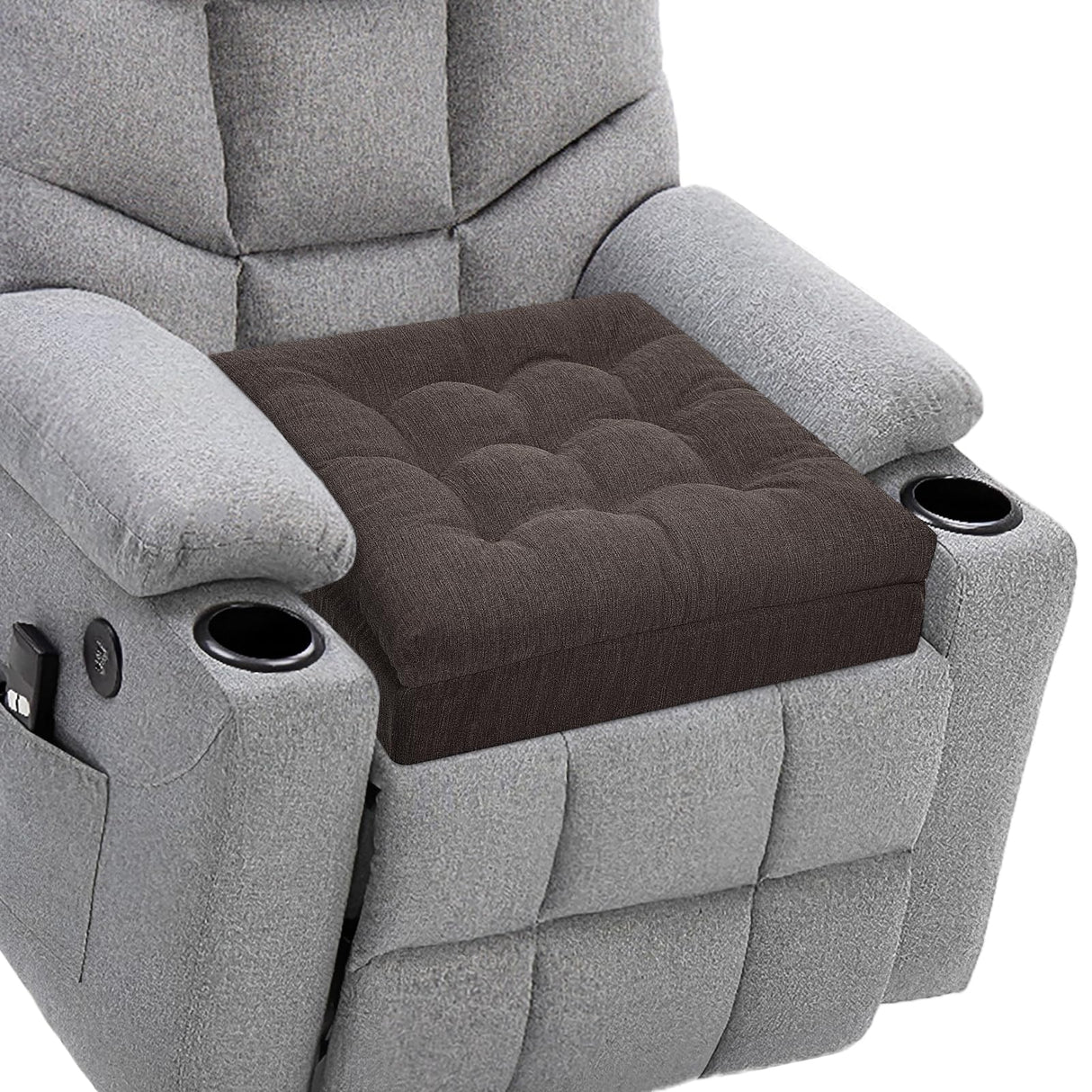 HAVARGO Recliner Cushions for Elderly, 20x20x5 Inch Thick Chair Cushion Patent Design Soft Tufted Dual Layer Booster Seat Cushions for Seniors Recliner Risers Taupe 1P HAVARGO