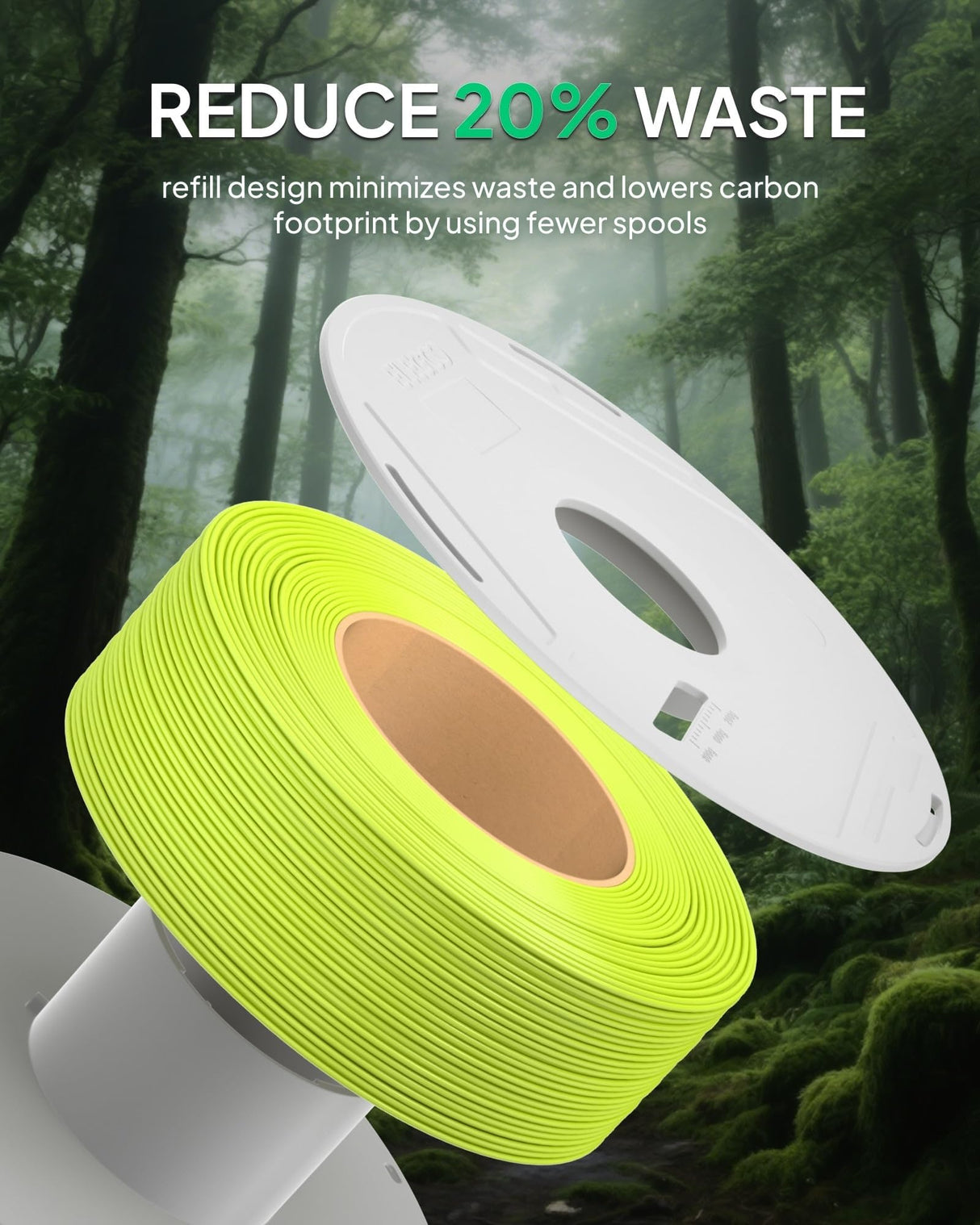 ELEGOO PLA Basic Refill Filament 1.75mm Black 1KG, 3D Printer Filament No Spool Dimensional Accuracy +/- 0.02mm, 3D Printing PLA for Reusable Spool Refilling ELEGOO