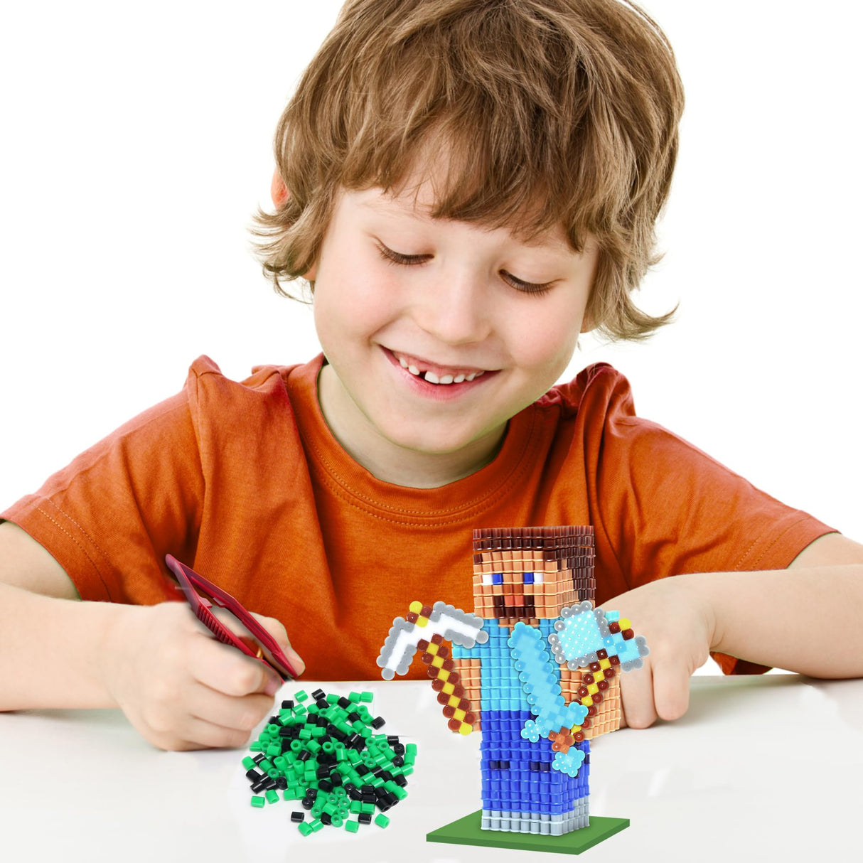 Minecraft Pixel Creations Bead Kit 2500 Beads with Pegboards & Templates Build Characters & Tools from, Encourages Hands-on STEM-Based Play Craft Set for Kids Ages 6+ Tara Toys