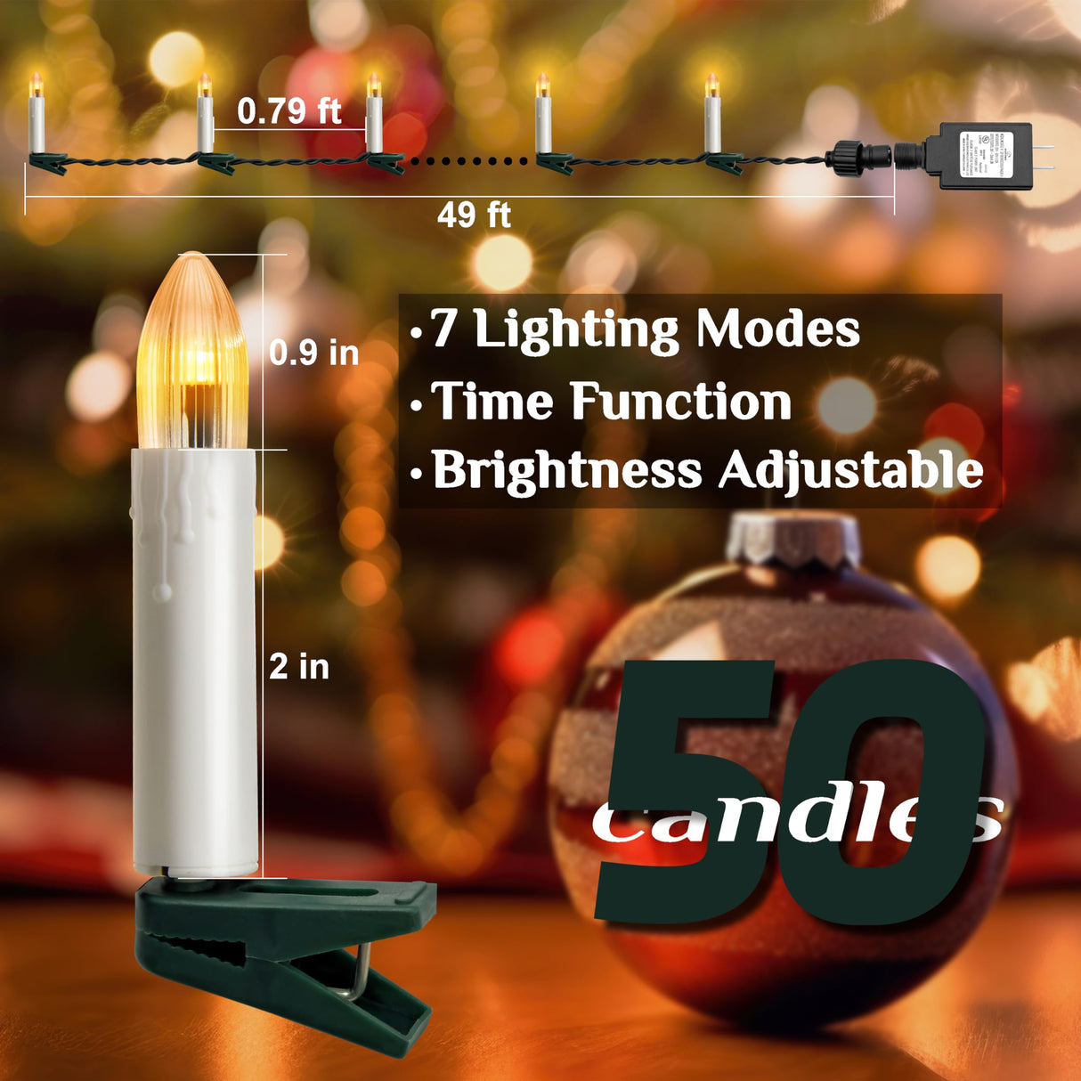 50 Pcs Christmas Flameless Candles Lights, 2024 New Candle Lights with 3 Color & 11 Mode Remote Control, 3D Flickering LED Candle String Lights for Christmas Trees, Fireplaces, Church, Wedding Selarlyt