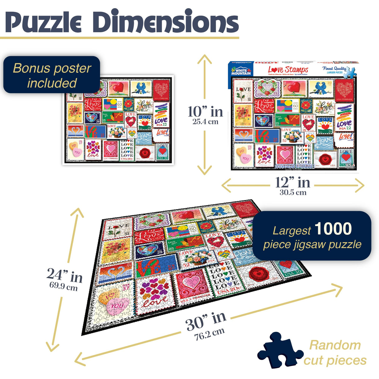 White Mountain Puzzles Love Stamps 1000 Piece Jigsaw Puzzle White Mountain