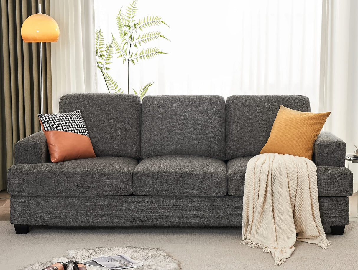 VanAcc 89 Inch Sofa, Comfy Sofa Couch with Extra Deep Seats, Modern Sofa- 3 Seater Sofa Couch for Living Room Apartment Lounge, Grey Chenille VanAcc