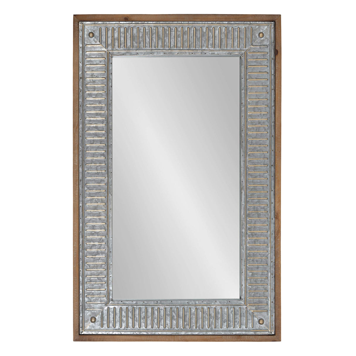 Kate and Laurel Deely Farmhouse Wall Mirror, 20 x 30, Rustic Brown and Silver, Rustic Wall Decor with Galvanized Metal Frame Kate and Laurel
