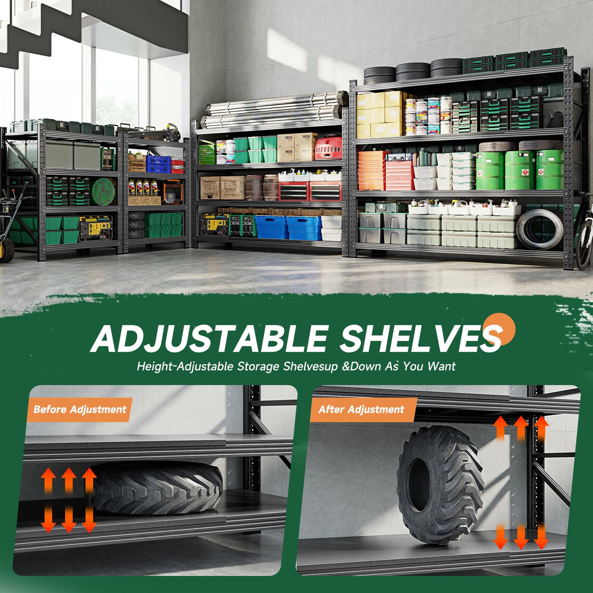 Letaya 4000LBS Storage Shelves Heavy Duty,60" W Garage Shelving Units, 4 Tier Adjustable Utility Rack Shelf,Large Metal Industrial Shelves,for Shop,Warehouse,Basement (60" W x 24" D x 70" H) Letaya