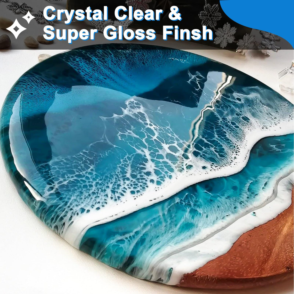 Shabebe Table Top Epoxy Resin 2 Gallon, Super Gloss & Crystal Clear Epoxy Resin Kit with UV Resistant & Self Leveling, Non Toxic Food Safe for River Tables, Live Edge Tables, Bar Tops, Countertops 1:1 Shabebe