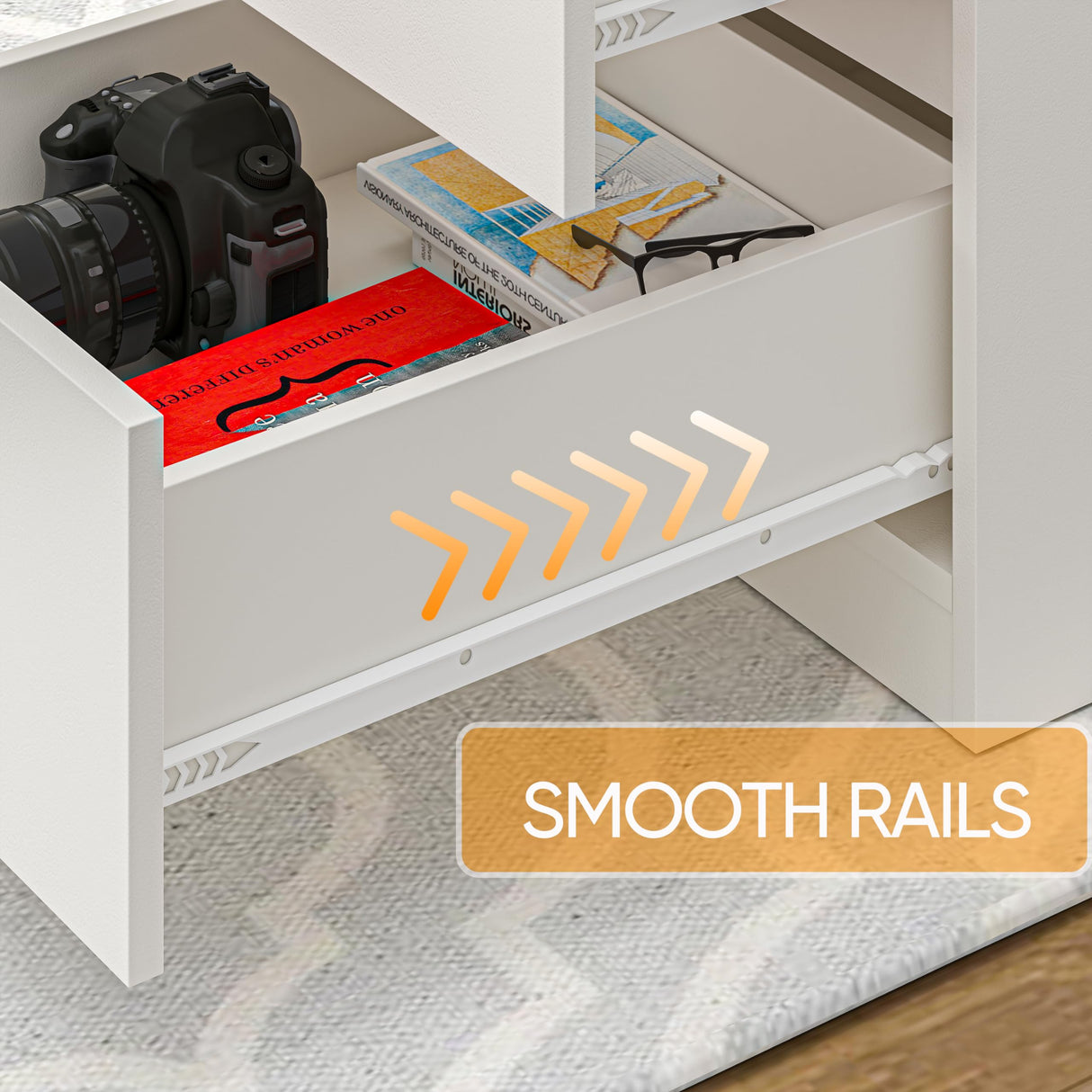 furtble White Desk with Drawers, 53'' W Home Office Computer Desk Gaming Table, Modern Vanity Desk with storage, Wood Writing Workstation for Bedroom, Living Room furtble