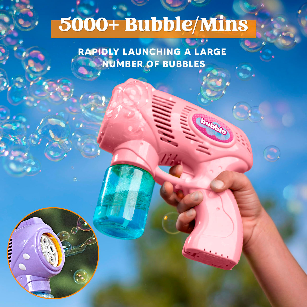 JOYIN 2 Bubble Guns with 2 Bottles Refill Solution, Bubble Machine Gun for Kids, Toddlers, Party Favors, Summer, Outdoors Activity, Wedding, Easter, Birthday Gift JOYIN