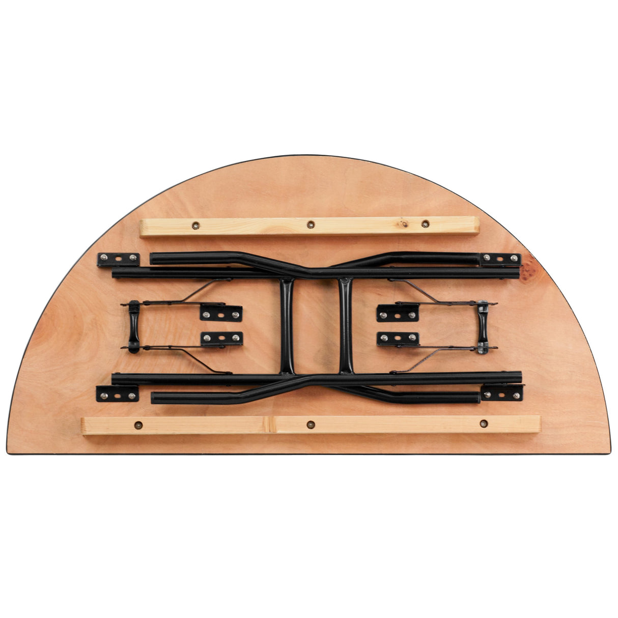 Flash Furniture Furman 4' Half-Round All-Occasion Wood Folding Event Table, Foldable Portable Half-Round Banquet Table with Wooden Top, Natural/Black Flash Furniture