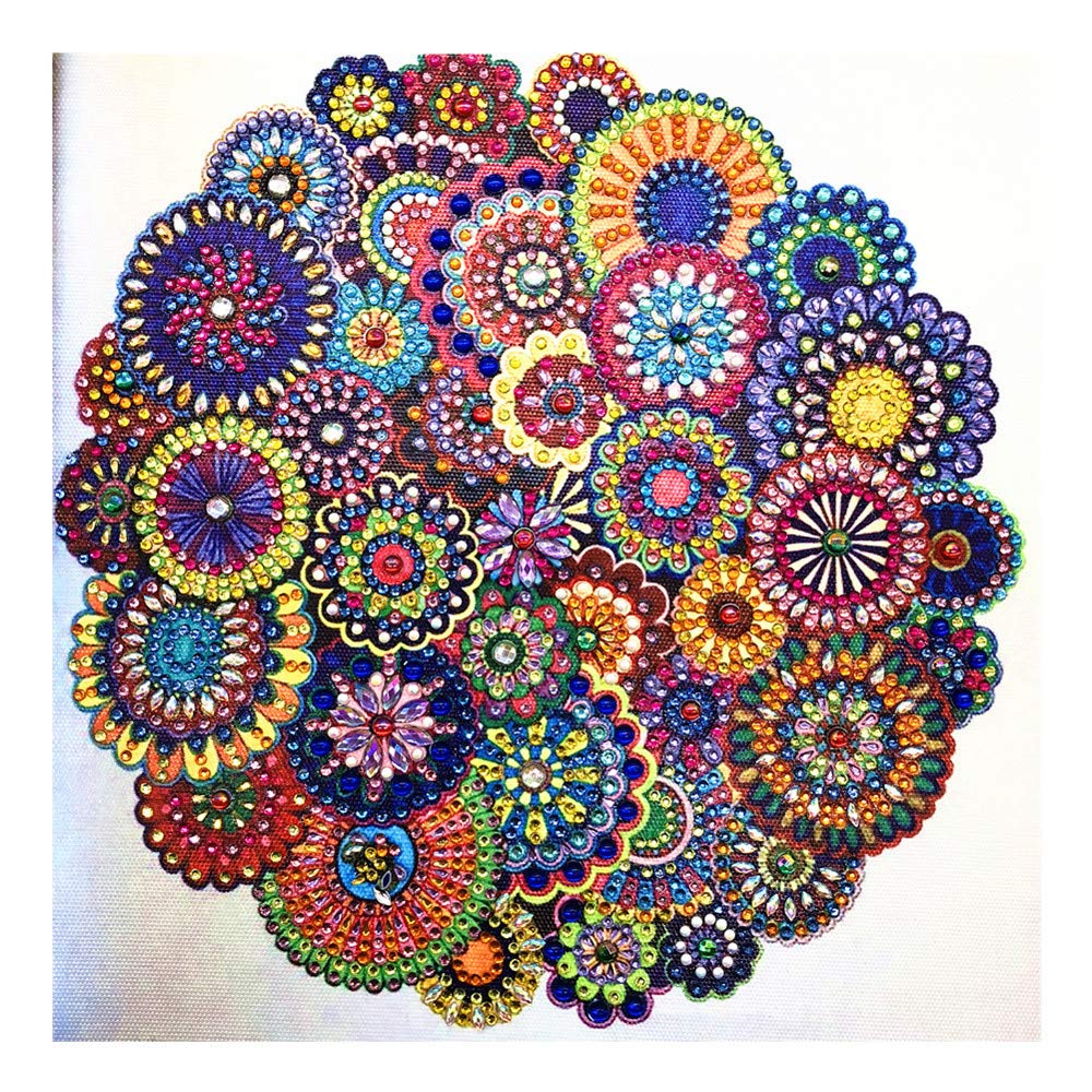 Hibah Diamond Painting DIY 5D Special Shape Rhinestone, Mandala Flower, Partial Diamond Crystal Diamond Painting Mandala Set Hibah