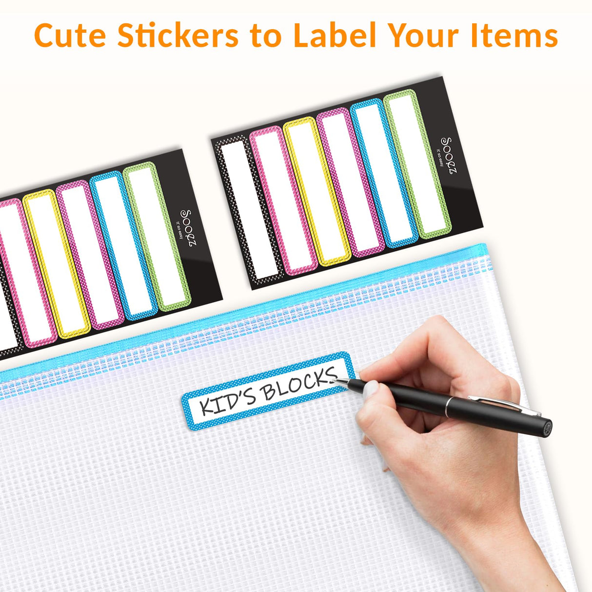 Sooez 24 Pack Mesh Zipper Pouch with Sticky Labels, A4 Mesh Bags for Board Game Puzzles Organization Storage, Durable Letter Size File Folders Organizer for Teacher School Classroom Office Supplies Sooez