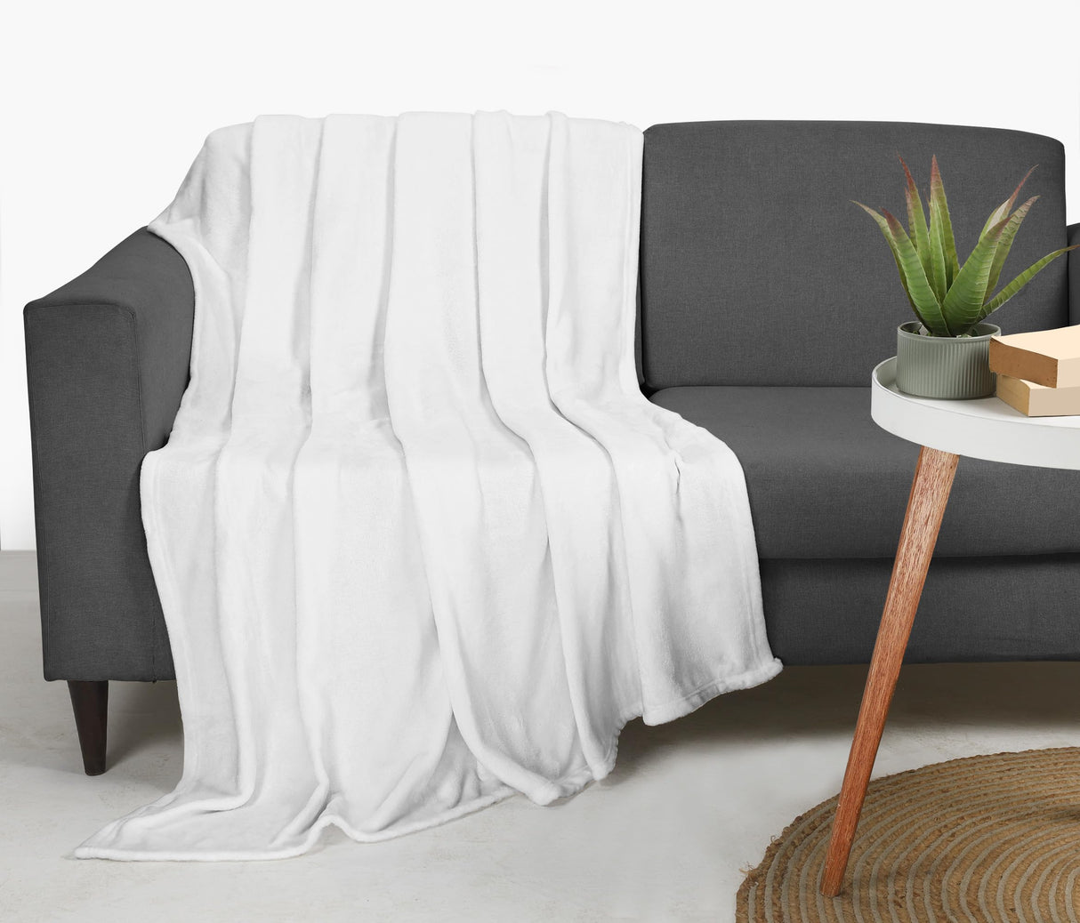 Utopia Bedding Fleece Blanket Throw Size White 300GSM Luxury Blanket for Couch Sofa Bed Anti-Static Fuzzy Soft Blanket Microfiber (60x50 Inches) Utopia Bedding