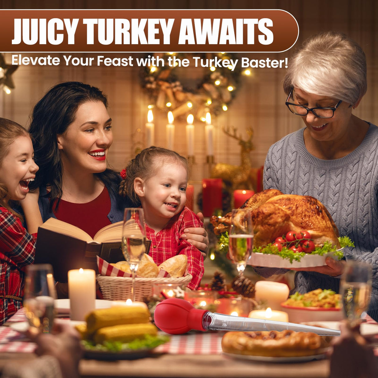 OLESBUR Premium Turkey Basters for Cooking – Baster Syringe for Hot Liquids – Meat and Food Injector – Essential Thanksgiving Cooking Tool – Turkey Baster Large with Cleaning Brush (Red) OLESBUR