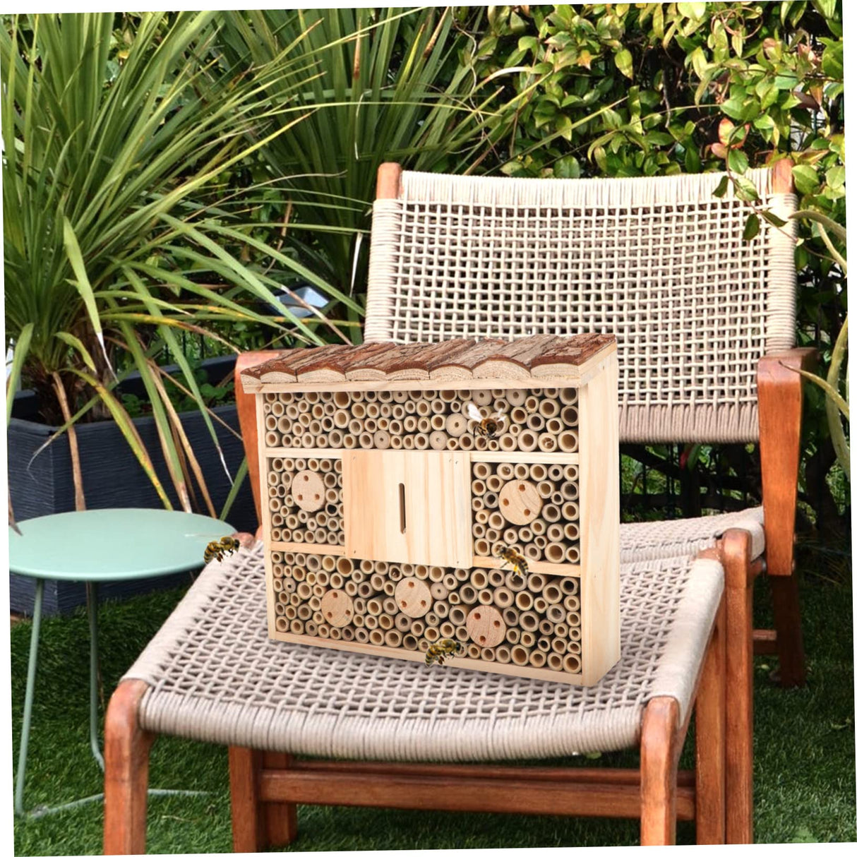 OFFSCH Creative House Mason House Garden Decoration Critter Cages Mason Bees House Hanging Hotels Hotel Garden Habitat House Hotel Beehive Decor Room Wooden House Solid Wood OFFSCH