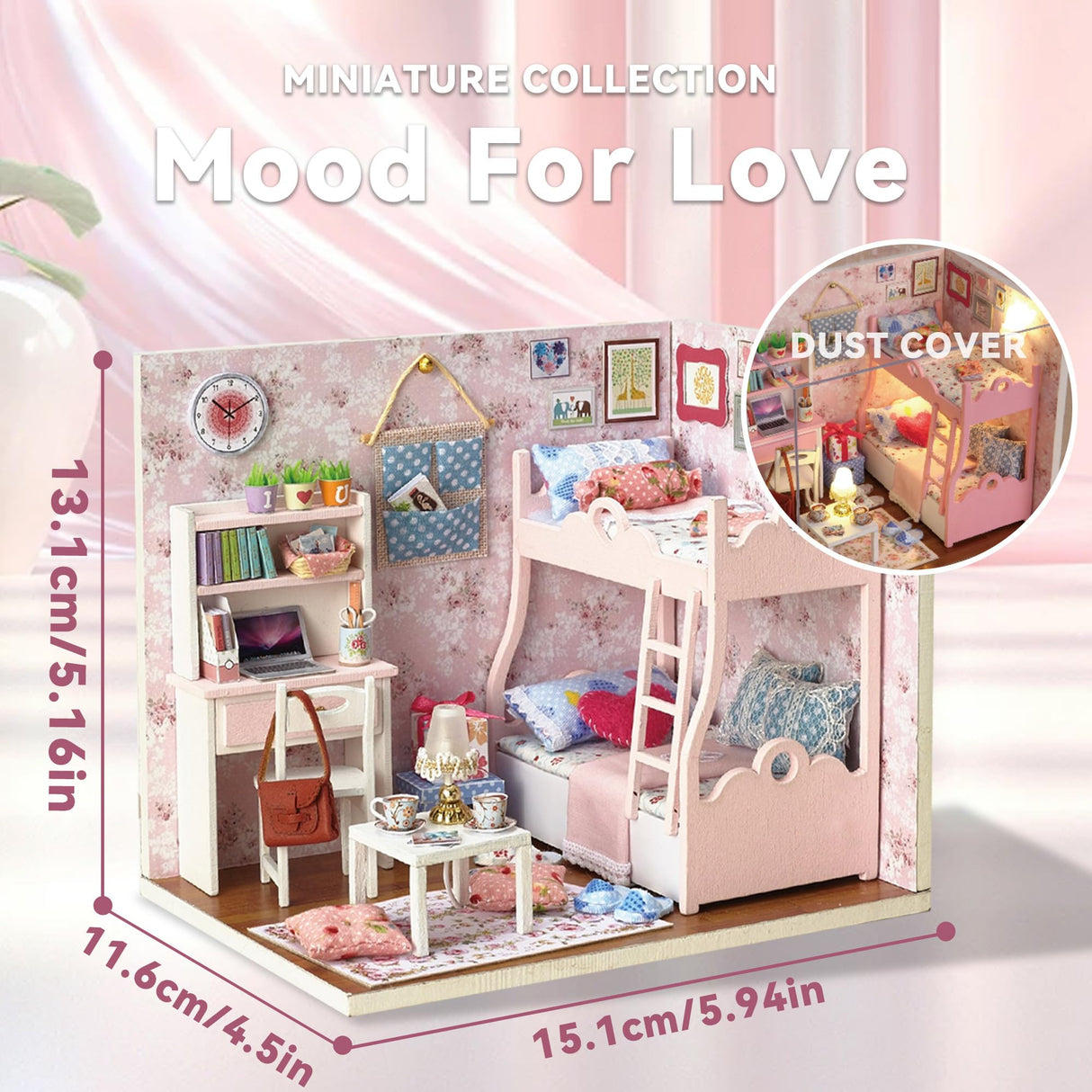 Flever Dollhouse Miniature DIY House Kit Creative Room with Furniture and Cover for Romantic Artwork Gift(Mood for Love) Flever