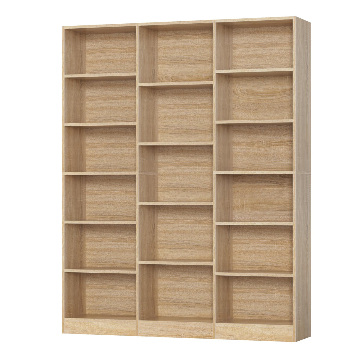 FACBOTALL Triple Wide Bookshelf, 6 Tier Large Bookshelf, Bookcase with 17 Open Display Shelves, 74'' Tall Bookcases and Bookshelves for Living Room, Home Office, Library, Light Oak FACBOTALL