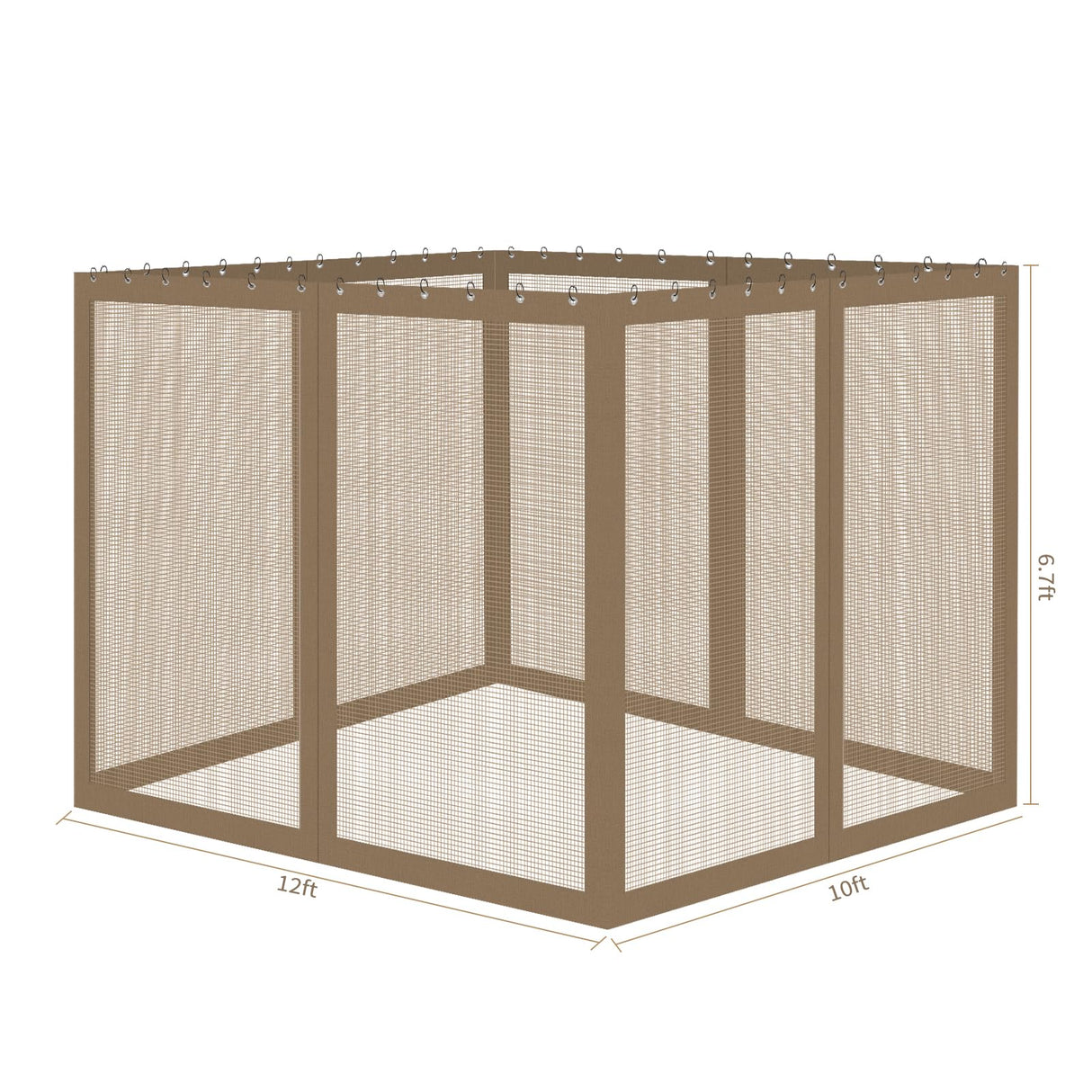 Gazebo Universal Replacement Mosquito Netting, 10' x 12' Outdoor Mesh Netting Screen 4-Panel Sidewall with Zipper for Patio Canopy Garden Porch Pergolas and Backyard, Khaki(Mosquito Net Only) aonear