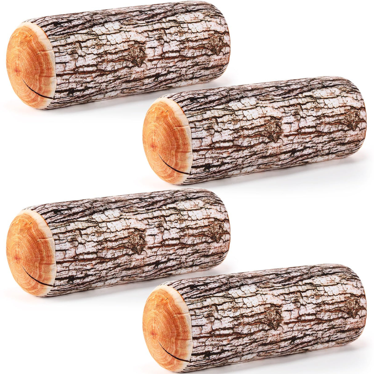 Huwena 4 Pcs Wood Pillows Tree Stump Decorative Round Throw Pillows 3D Digital Print Wood Trunk Stump Cylinder Cushion for Home Sofa Living Room Decor, 15.8 x 5.5 Inch Huwena