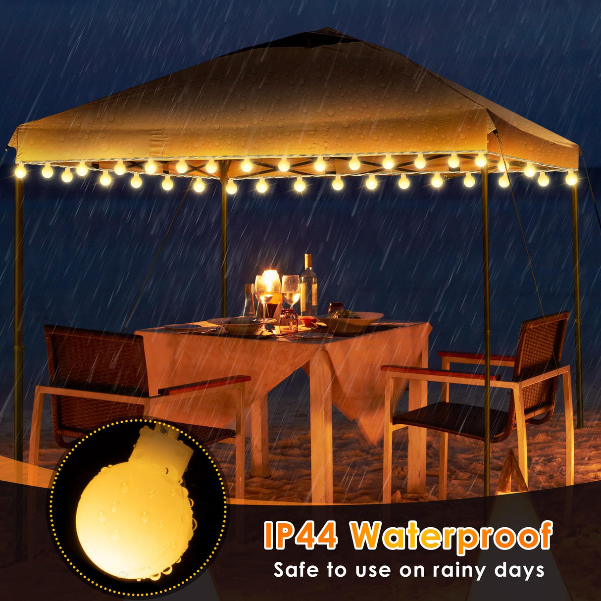 ElectricWise 1 Pack LED Canopy Lights, 40ft 80LED Battery Powered Canopy Tent Lights Outdoor with 8 Modes, Warm White Canopy String Light for 10' x 10' Pop up Canopy Tent ElectricWise