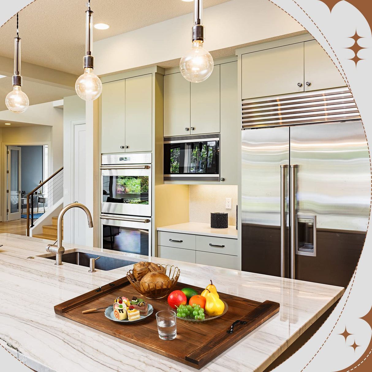 Chunful Stove Top Cover Board 30 x 22 Inch Wood Stove Top Cover Rustic Noodle Board Stove Cover with Handles for Electric Stove Gas Burners Kitchen Counter(Brown) Chunful