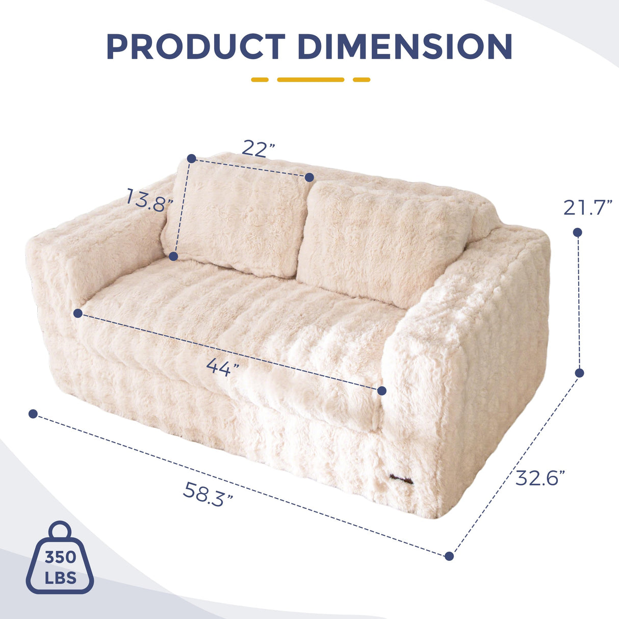 MAXYOYO Loveseat Sofa for Living Room, Small Sofa Couch Tufted Boneless Couch, Comfy Bean Bag Chair for Small Space Bedroom Apartment, No Assembly Needed, Beige MAXYOYO