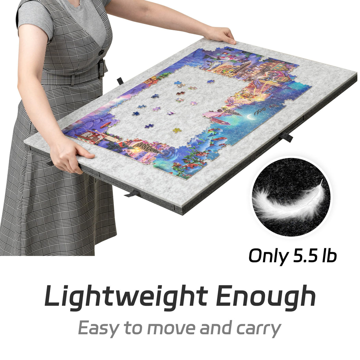 Lavievert 2-in-1 Reversible Puzzle Board with 6 Drawers & Cover Mat, Lightweight Double-Sided Felt Puzzle Plateau for Adults & Kids, Portable Jigsaw Puzzle Table for Games Up to 1500 Pieces LAVIEVERT