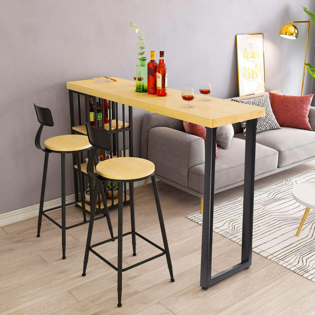 Taelakeni 36 Inch Metal Bar Table Legs, Heavy Duty Industrial Style Dinning Table Leg with Adjustment Feet Pads, Set of 2 Taelakeni