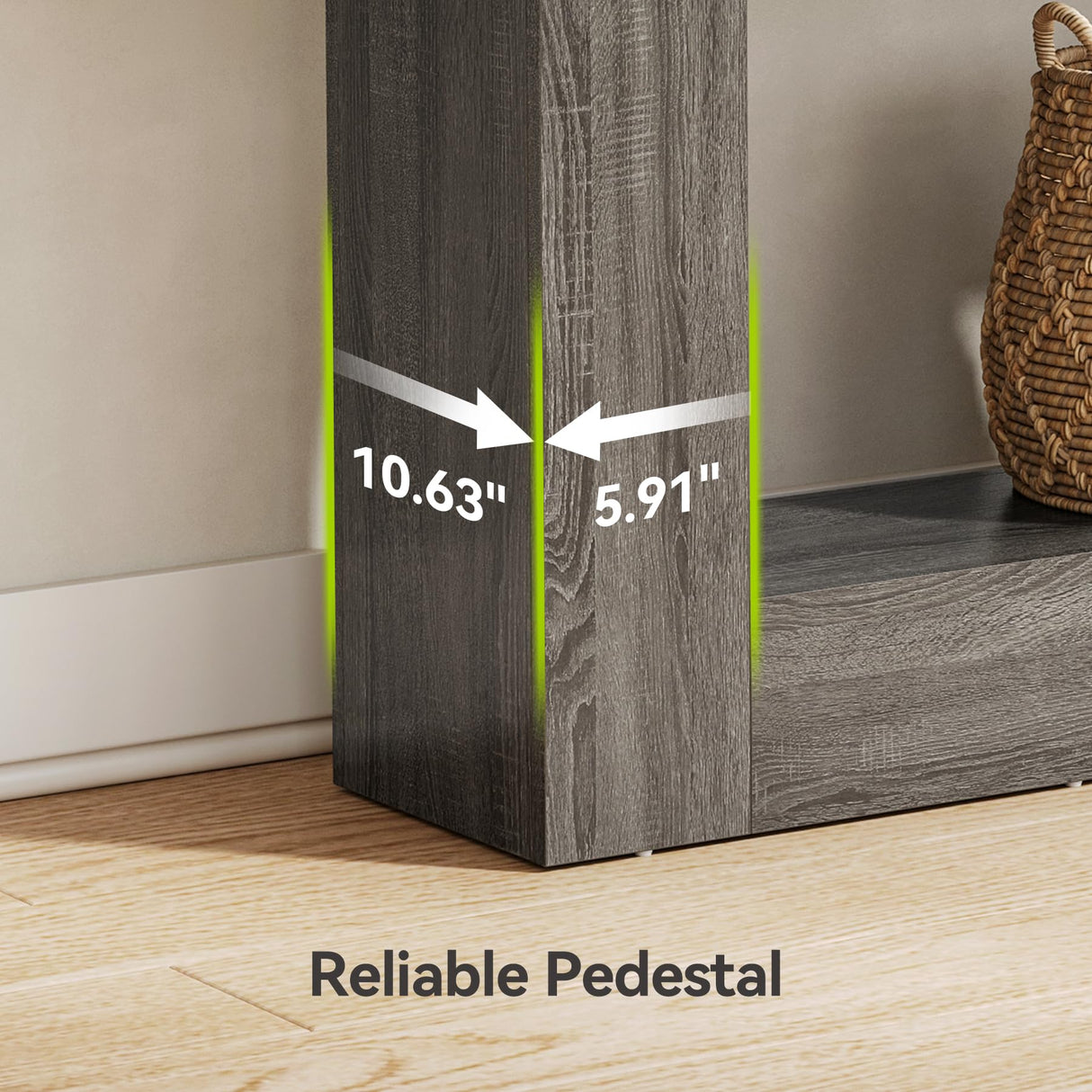 LITTLE TREE 63 Inches Long Console Table, 2-Tier Farmhouse Sofa Table Behind Couch, Large Narrow Entryway Table for Living Room, Wooden Hallway Foyer Table with Heavy Duty Base, Rustic Brown and Grey LITTLE TREE