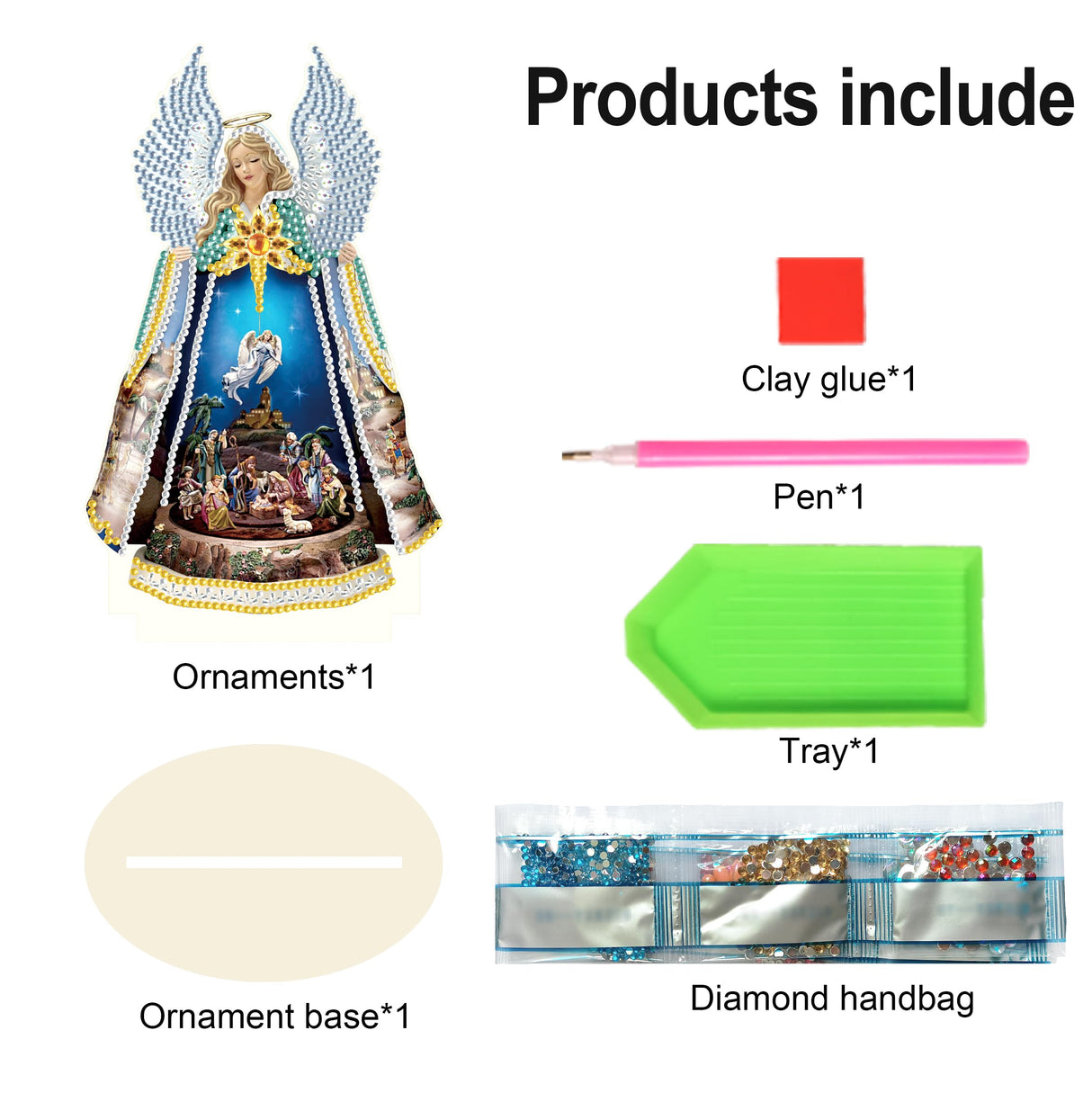 Diamond Art Kits Christmas Angel Nativity Scene – DIY Tabletop Diamond Painting Decoration with Holy Family, Desktop Ornament for Adults, Special Gem Mosaic Craft Kit, Religious Holiday Home Decor antor