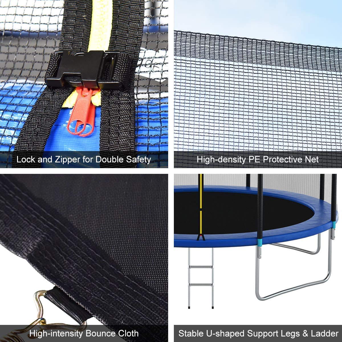 Livavege Trampolines 10FT Trampoline with Safety Enclosure Net & Ladder, Outdoor Trampoline for Kids and Adults with Heavy Duty Jumping Mat and Spring Cover Padding, 400LBS, ASTM Approved Livavege
