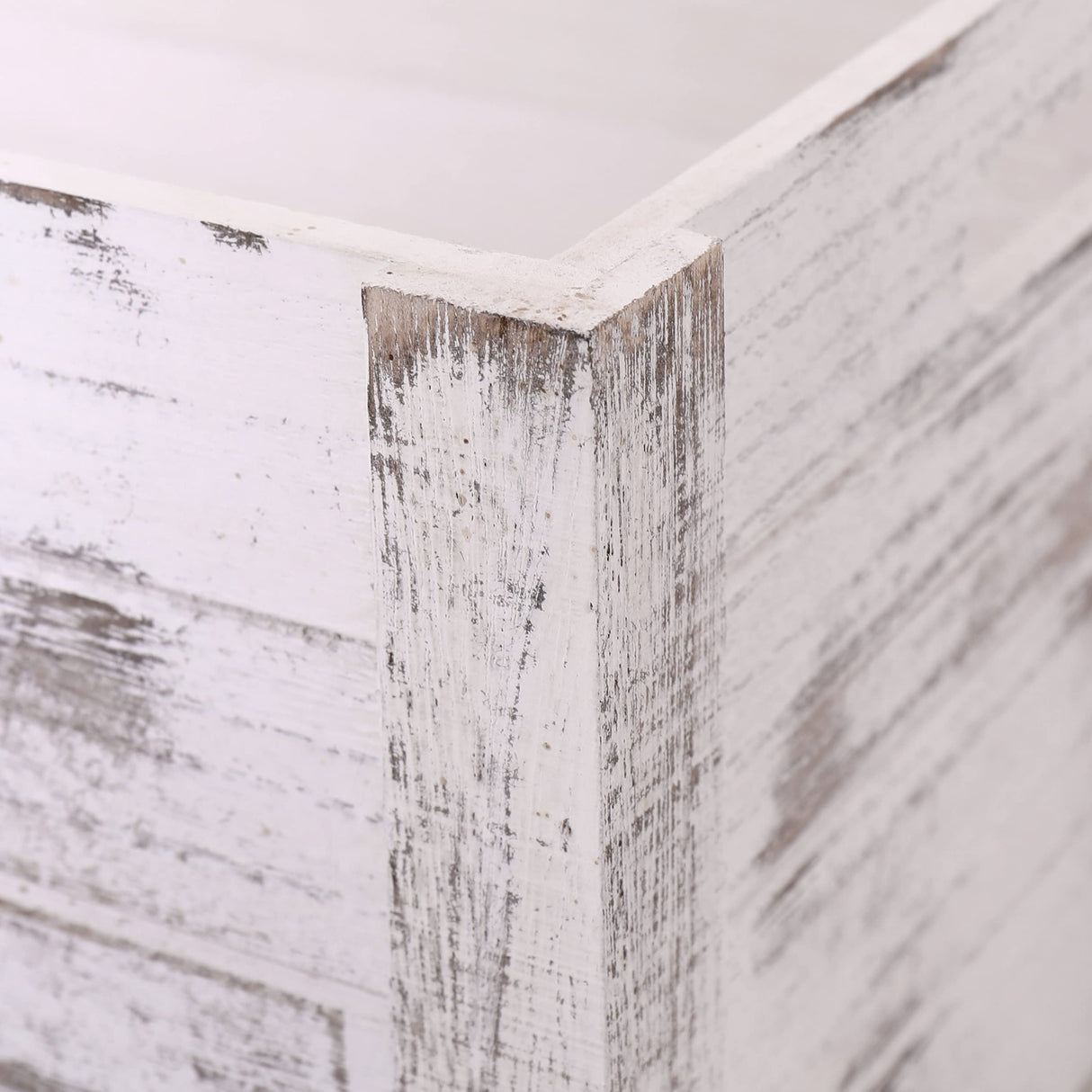 SENRYEE Farmhouse Antique White Wooden Crate For Storage,Rustic Decorative Boxes,Set Of 3 Extra Large Nesting Wooden Storage Crates For Home Decor,Handmade Natural Solid Wood Box (Rustic White) SENRYEE