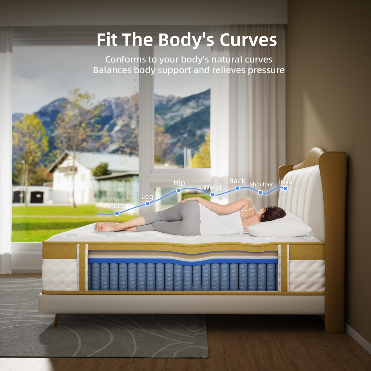 Naiveer Cooling Gel Memory Foam Hybrid Mattress, 14 Inch Full Size Mattress in A Box with Pocket Springs for Back Pain & Pressure Relief, Medium Firm Feeling with CertiPUR-US Certified Foam Naiveer