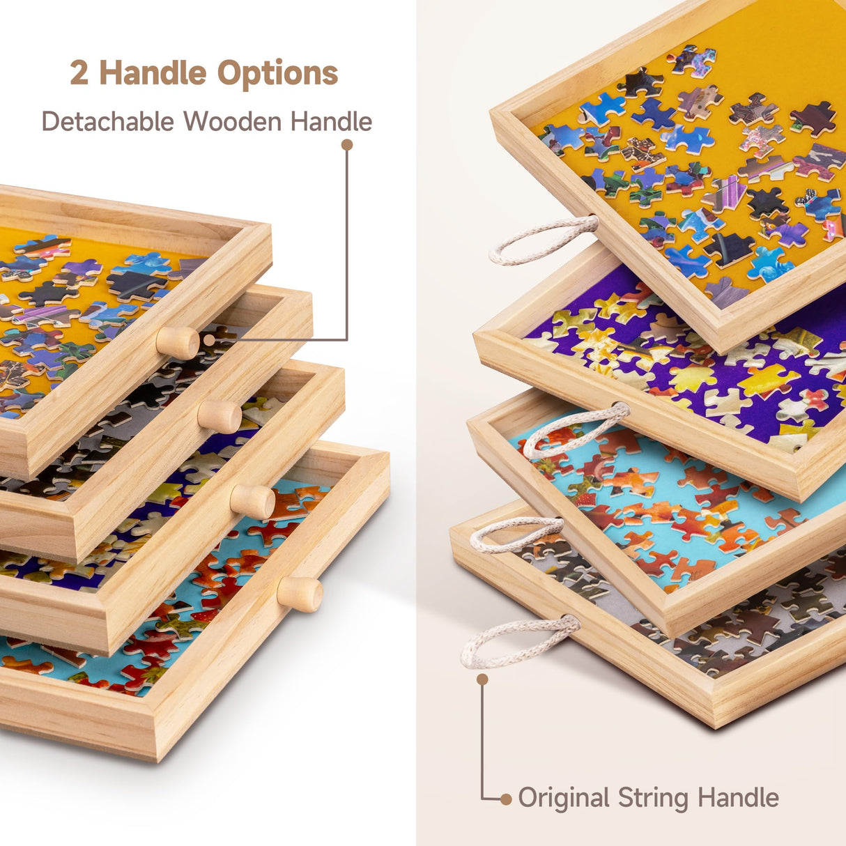 Tektalk Jigsaw Puzzle Table with Integrated Adjustable Stand/Bracket and Removable Cover, 3-Tilting-Angle Wooden Plateau Portable Puzzle Board with 4 Sorting Drawers, for Up to 1000 Pieces Tektalk