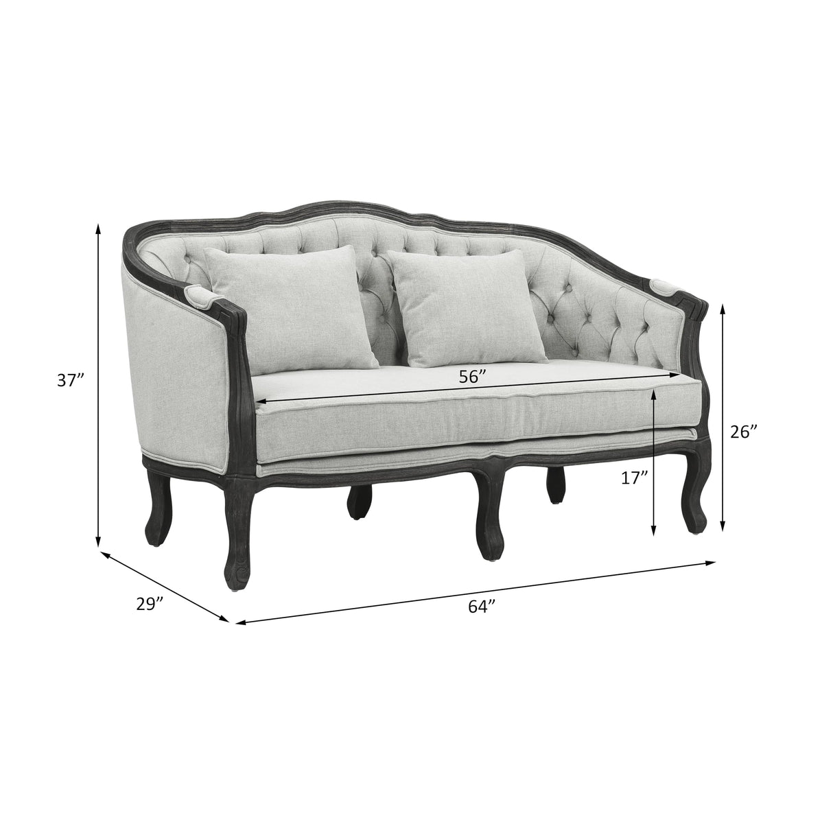 Acme Furniture Upholstered Loveseat with Button-Tufted Back, Gray and Dark Brown Acme