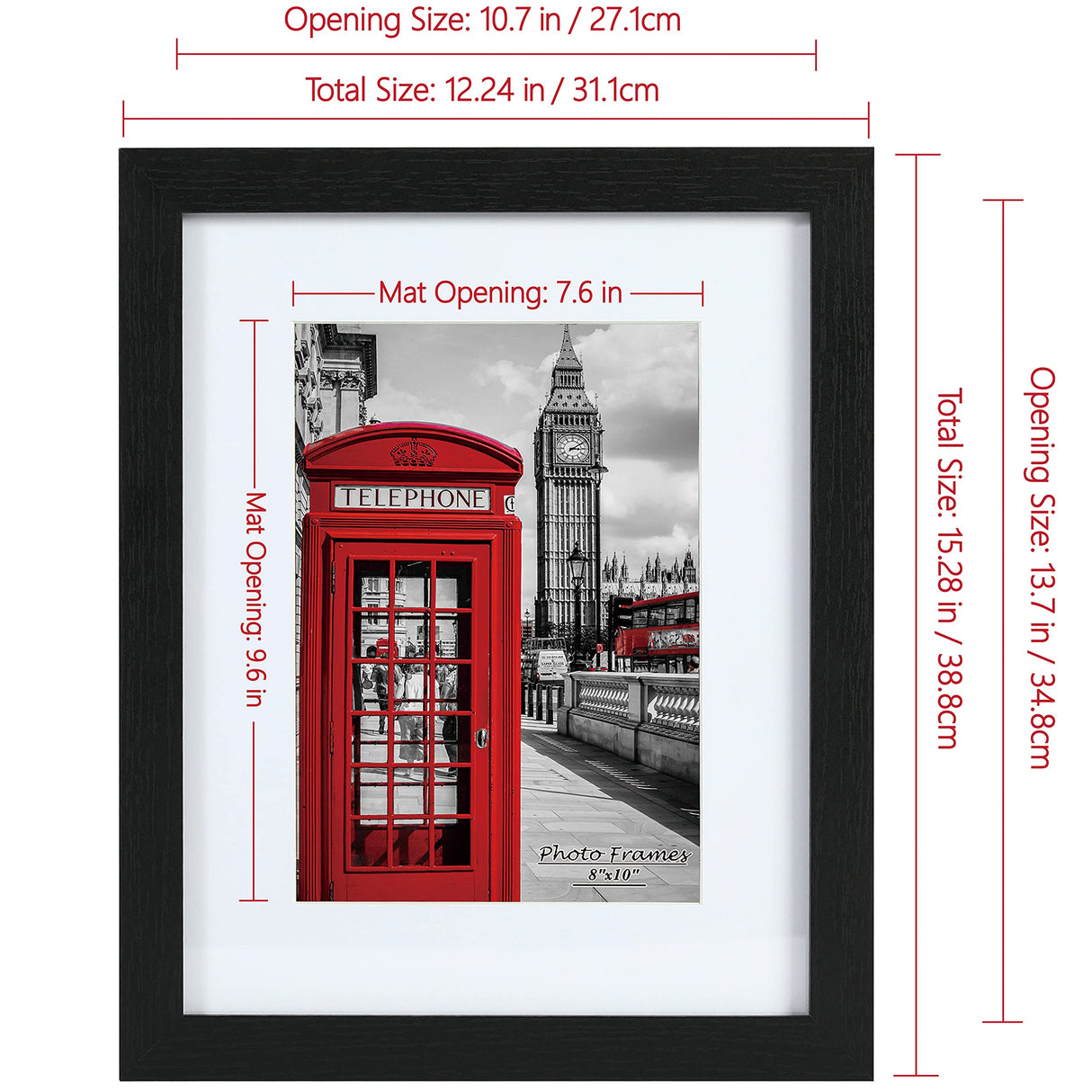 PEALSN 11x14 Picture Frame Set of 6, Display Pictures 8x10 with Mat or 11x14 Without Mat for Wall Mounting or Table Top, Photo Frames Collage for Wall Decor, Black Woodgrain. PEALSN