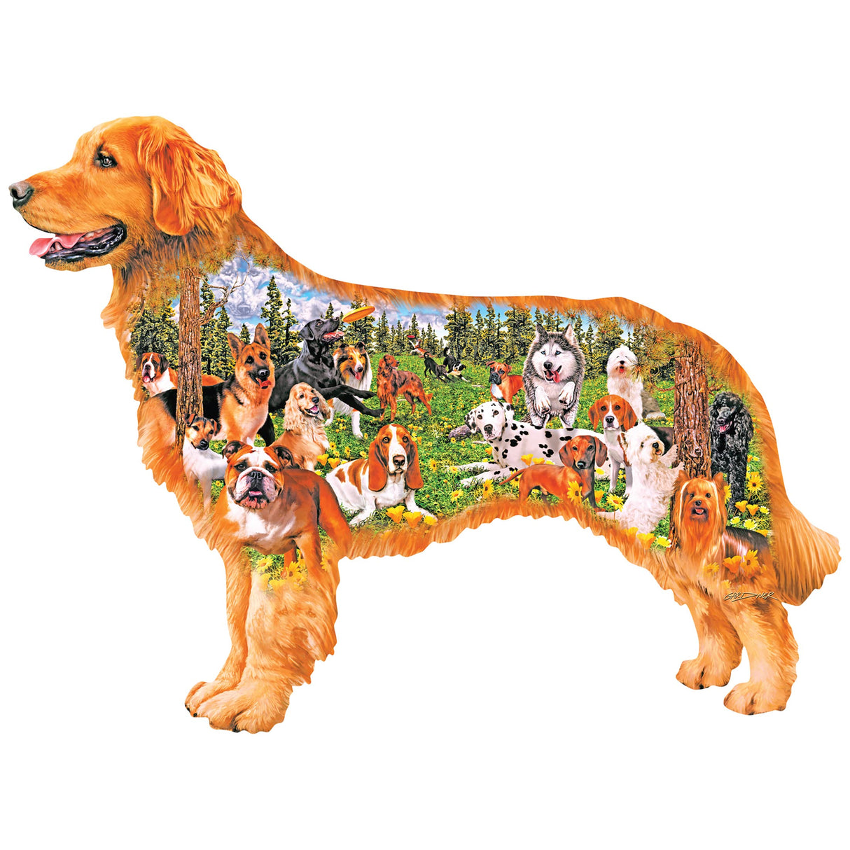 RoseArt - Big Shaped - Dog Park - 350XL Piece Jigsaw Puzzle for Adults RoseArt