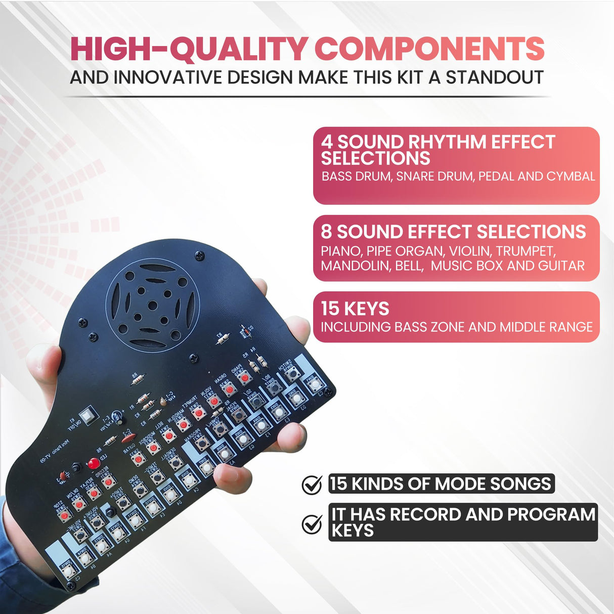 VOGURTIME DIY Piano Soldering Project Kit Electronics Solder Practice Kit, Great STEM Project and Gift, Multi-Function VOGURTIME