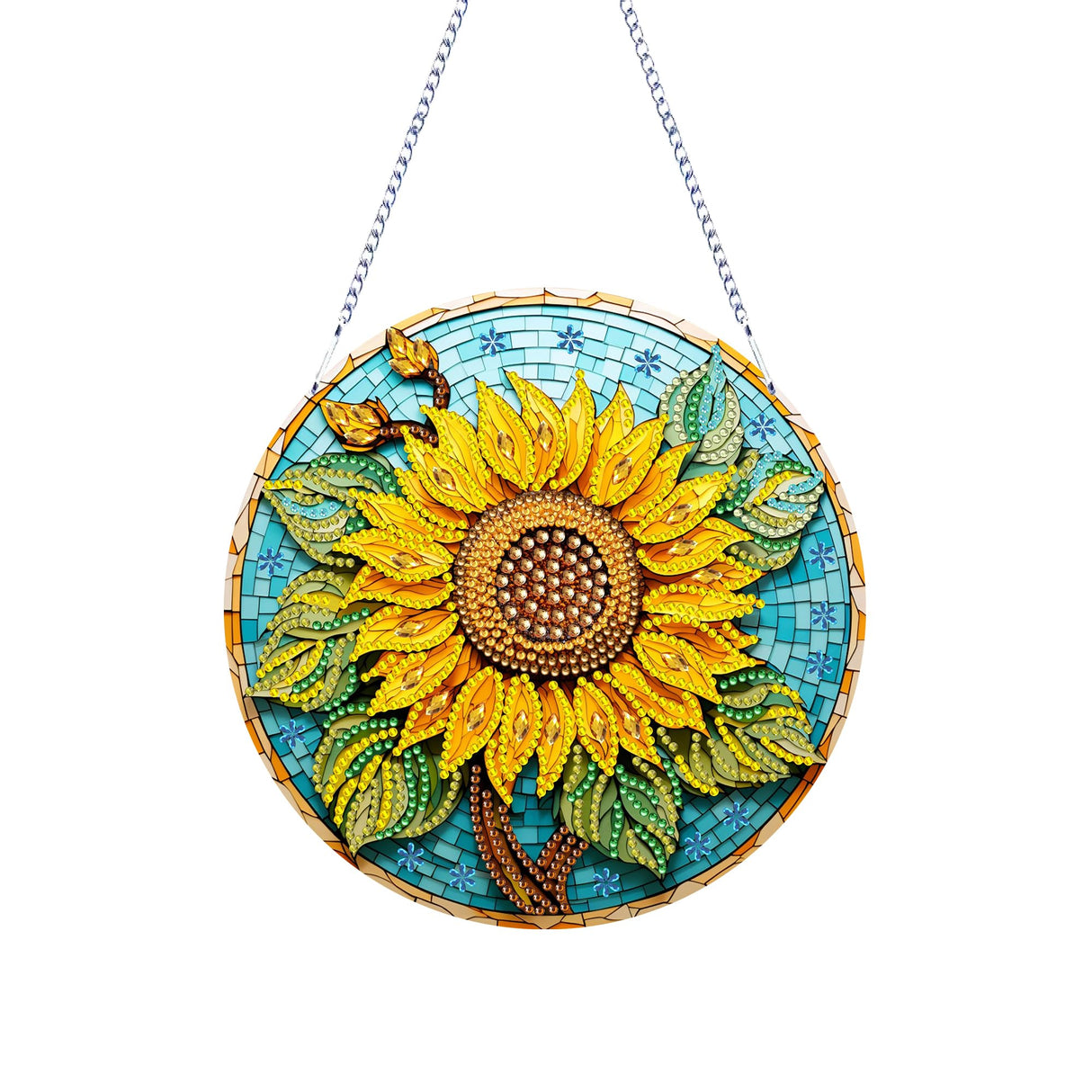 Nivvey DIY Hanging Diamonds Painting Pendant Kit Sunflower, 7.4x7.4inch Gem Painting Board Art Kit Ornament, Special Crystal Diamond Craft Box Kit, Yellow Nivvey