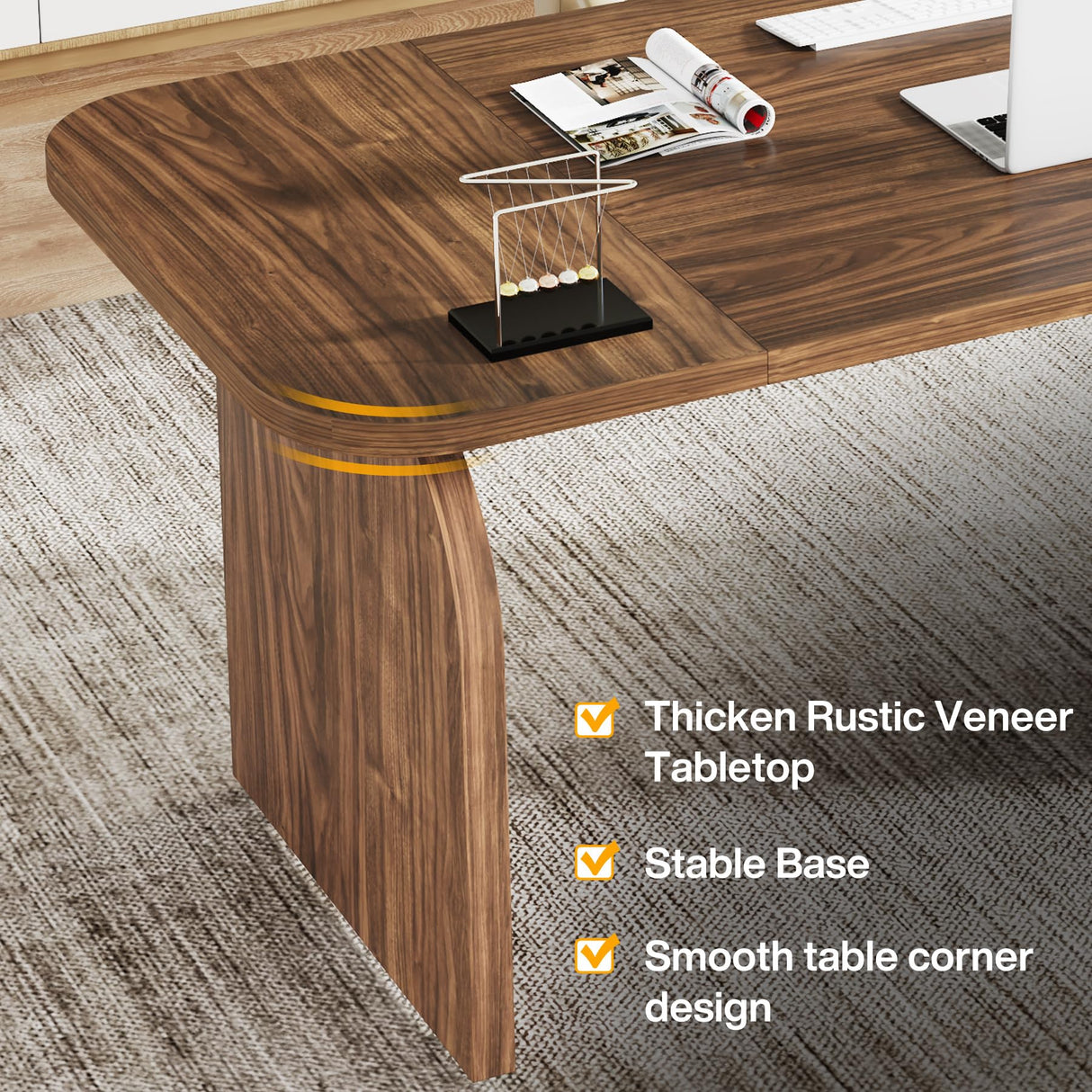 Tribesigns 63-inch Conference Room Table for 4-6 Person, Retro 5.2 ft Small Rectangle Meeting Room Table, Rustic Wood Seminar Table Tribesigns