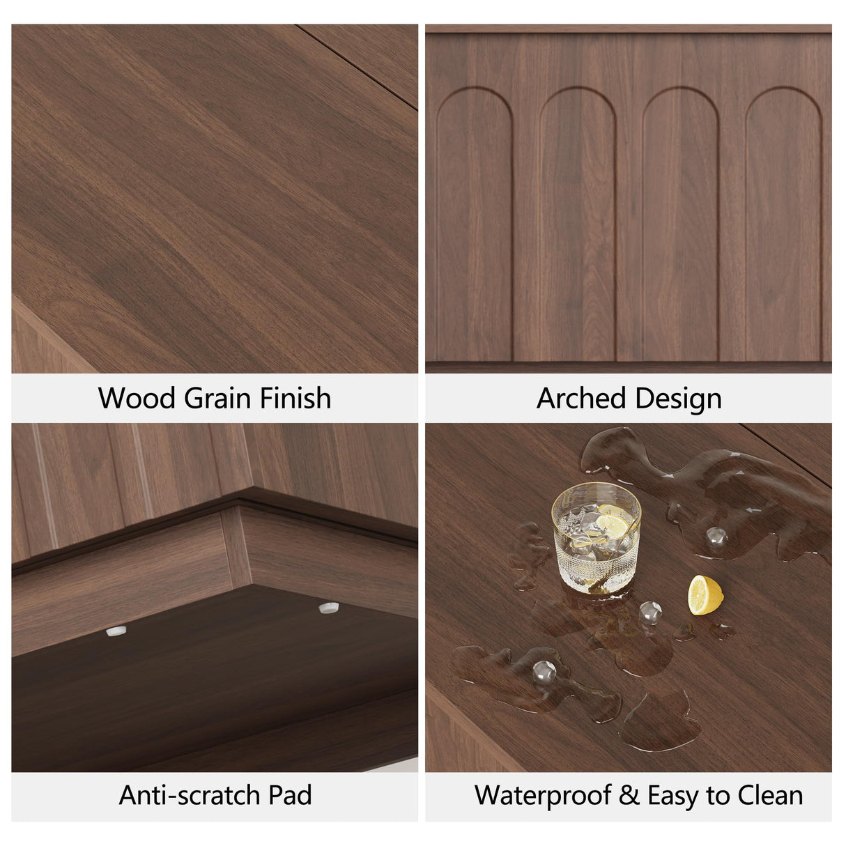 FORTUNETEC Lift Top Coffee Table with Storage, Mid Century Modern Coffee Table with Arched Design, 31.5" Square Tea Table with Wood Grain, Multifunctional Center Table for Living Room, Office, Walnut FORTUNETEC