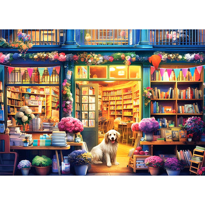 500 Piece Puzzles for Adults, Jigsaw Puzzles 500 Pieces, Puzzles 500 Pieces for Adults, Bookstore Dogs Jigsaw Puzzles, Funny Puzzles, Great Gift for Family Friends, Large Puzzles 20.5 x 15 in