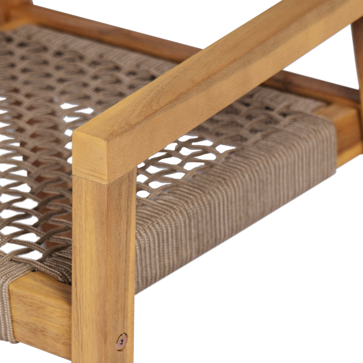 Christopher Knight Home Dolly Dining Chairs Set of 4, Acacia Wood Frame Dining Chairs, Rope Woven Armchair, Accent Dining Chair Set, Patio Wooden Armchair for Backyard Poolside Garden, Light Teak Christopher Knight Home