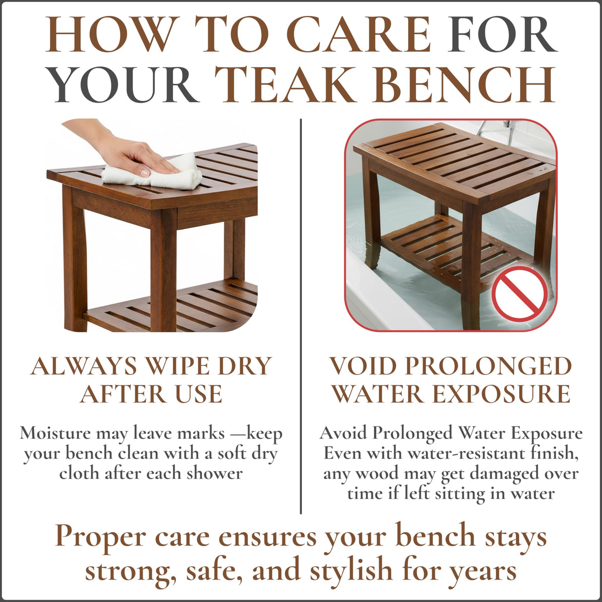 Teak shower bench with Storage Shelf, Shower Stool for Inside Shower, Waterproof Shower Bench Seat, Shower Chair for Inside Shower, Wood Bench, Bathroom Bench (Natural Color) Teak shower bench