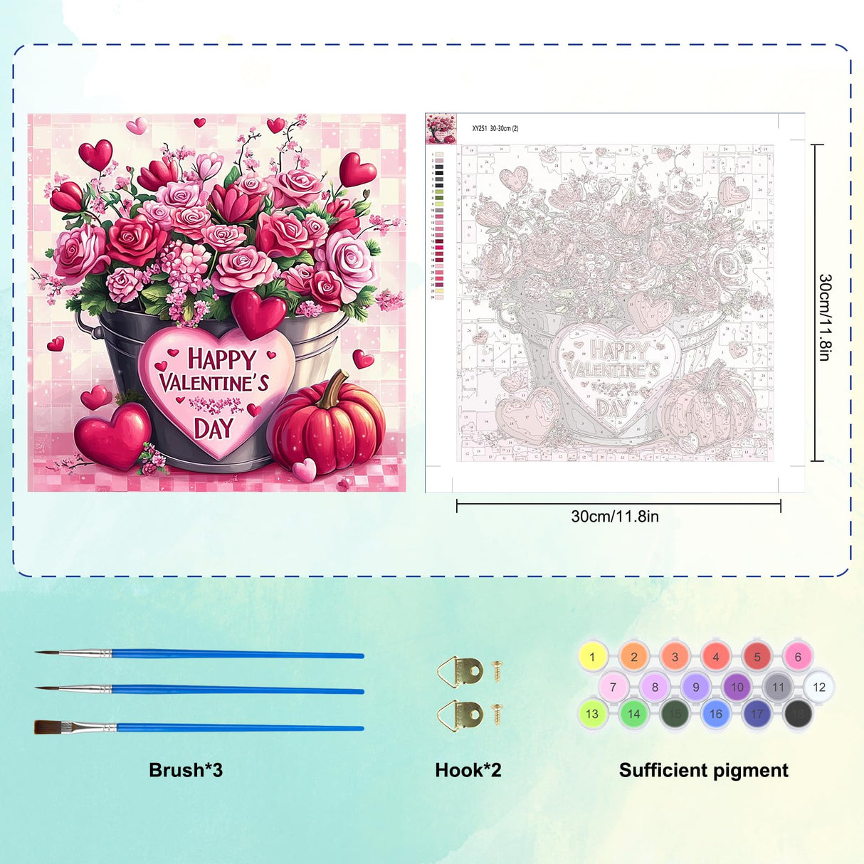 EOBROMD Flower Paint by Numbers for Adults, DIY Valentine's Day Paint by Number Kits for Beginner on Canvas, Paint by Numbers Adult Kit Drawing Arts and Crafts for Gift Home Wall Decor 12x12inch EOBROMD