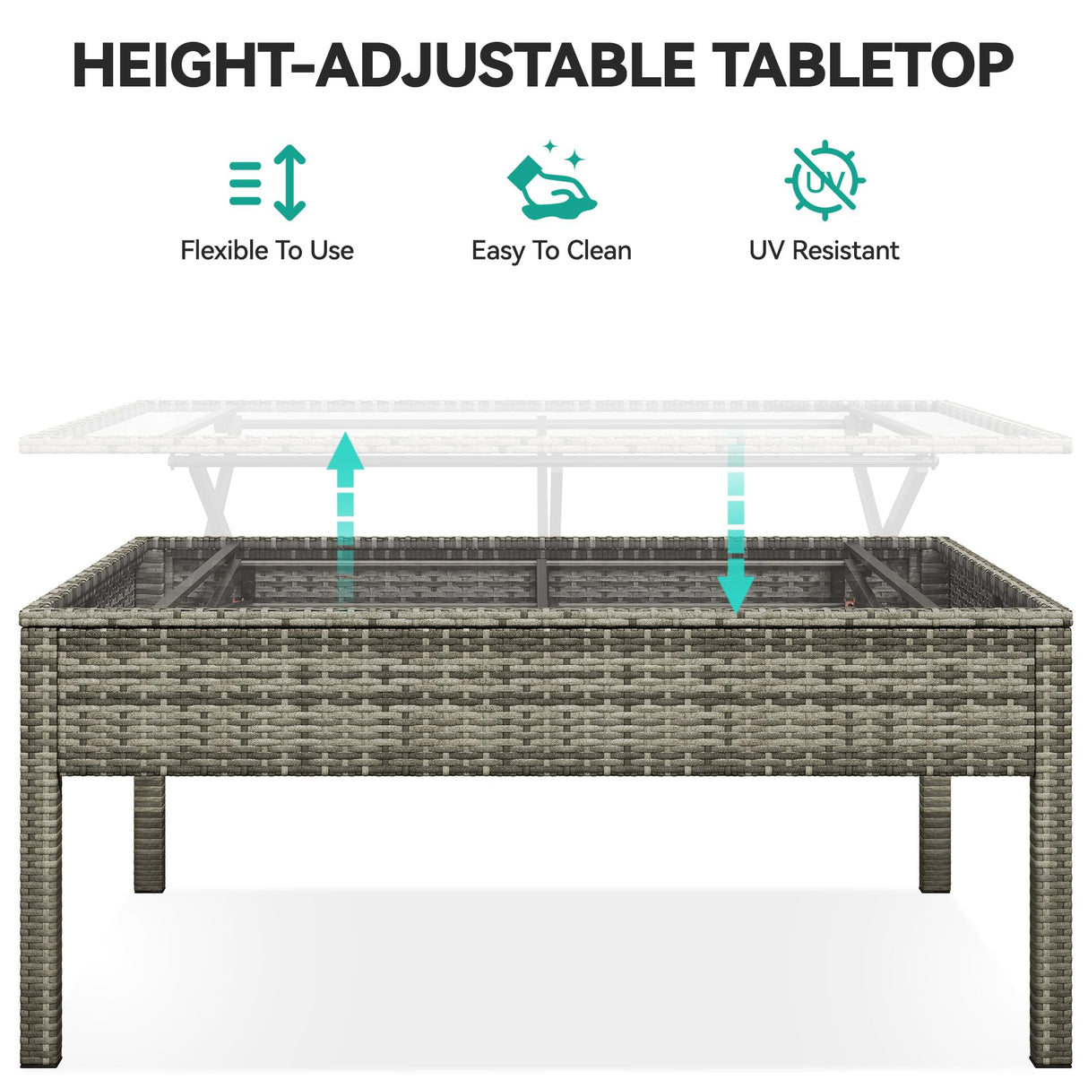 YITAHOME 6-Piece Patio Furniture Set, All-Weather Wicker Outdoor Sectional Sofa with Lift-Top Table & Ottoman, Patio Conversation Set for Deck, Backyard, Porch - Gray Gradient YITAHOME
