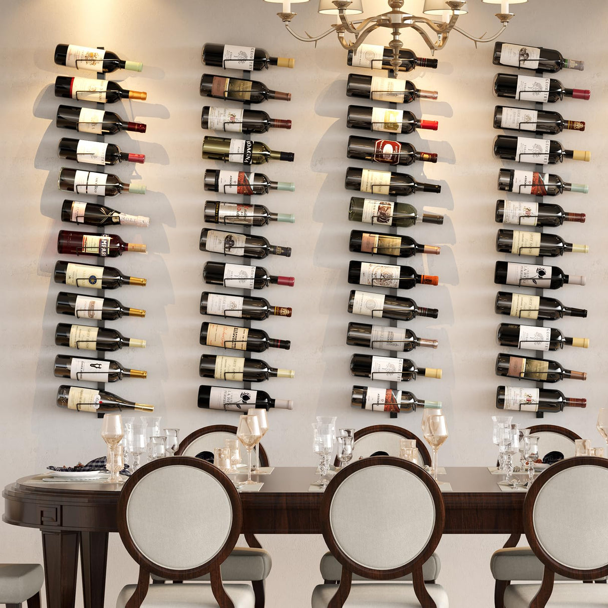 2 Pack 12 Bottle Wall Wine Rack for 24 Wine Bottles, DIY Detachable Wall Mount Wine Rack, Wine Storage Organizer Display Holder Used As One or Four, for Kitchen, Dining Room, Bar, Wine Cellar Sonyabecca