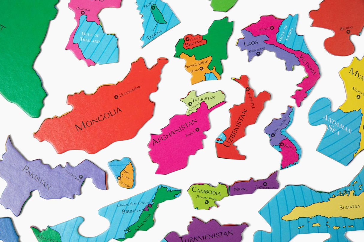 GeoToys GeoPuzzle, Asia Shaped Jigsaw Puzzles, 50 Pc Geography Puzzle, Geography Game & Map Puzzle, Jigsaw Puzzles for Kids Ages 6-9 Years Old Geotoys